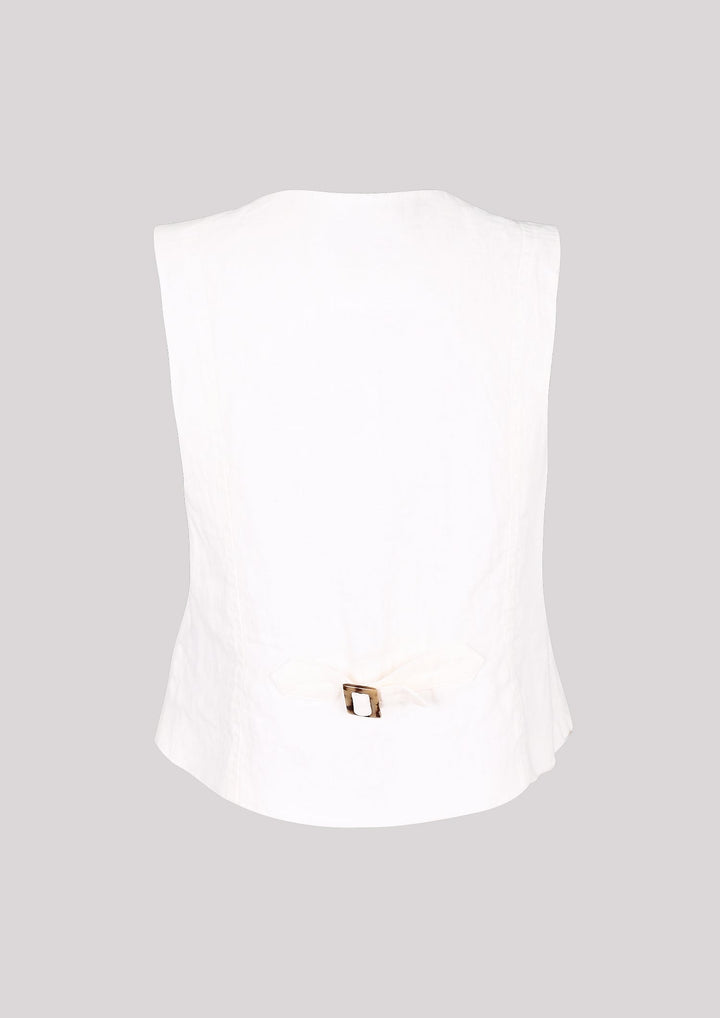 Linen classic vest in ecru color