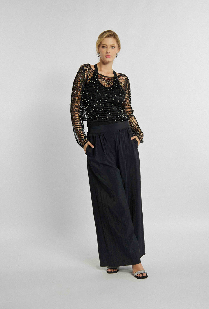 Elegante Wide-Leg-Hose in Schwarz