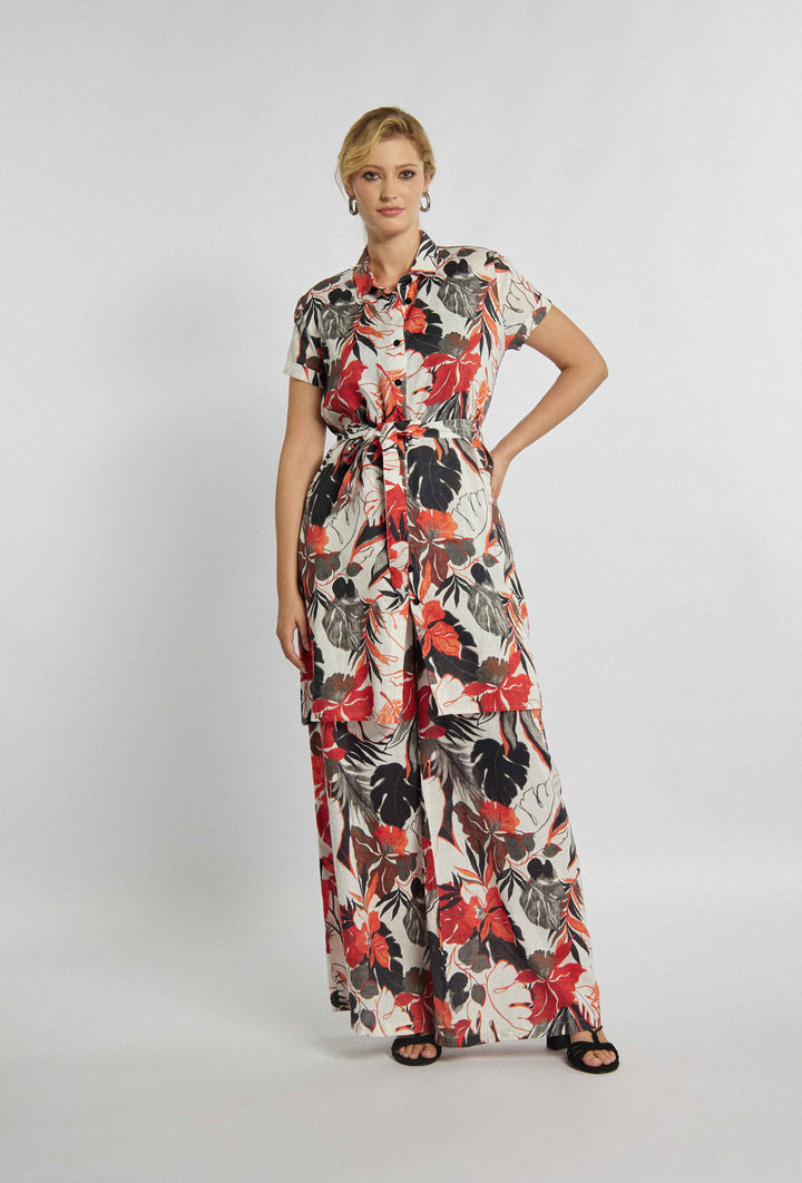 Leinenhemdkleid mit kurzen Ärmeln