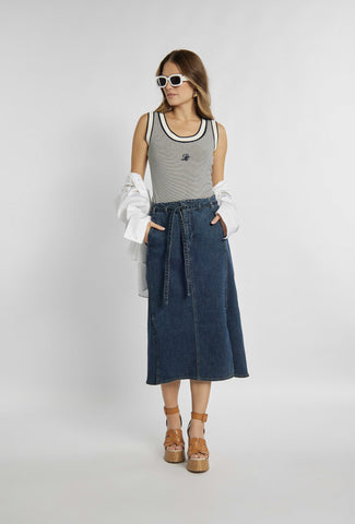 Denim midi skirt