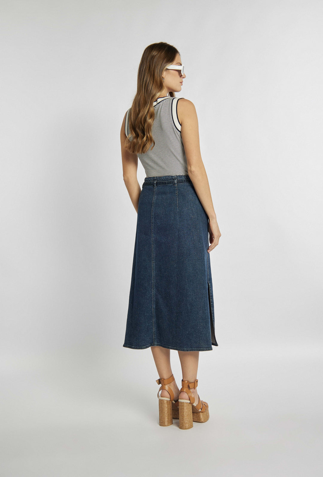 Denim midi-rok