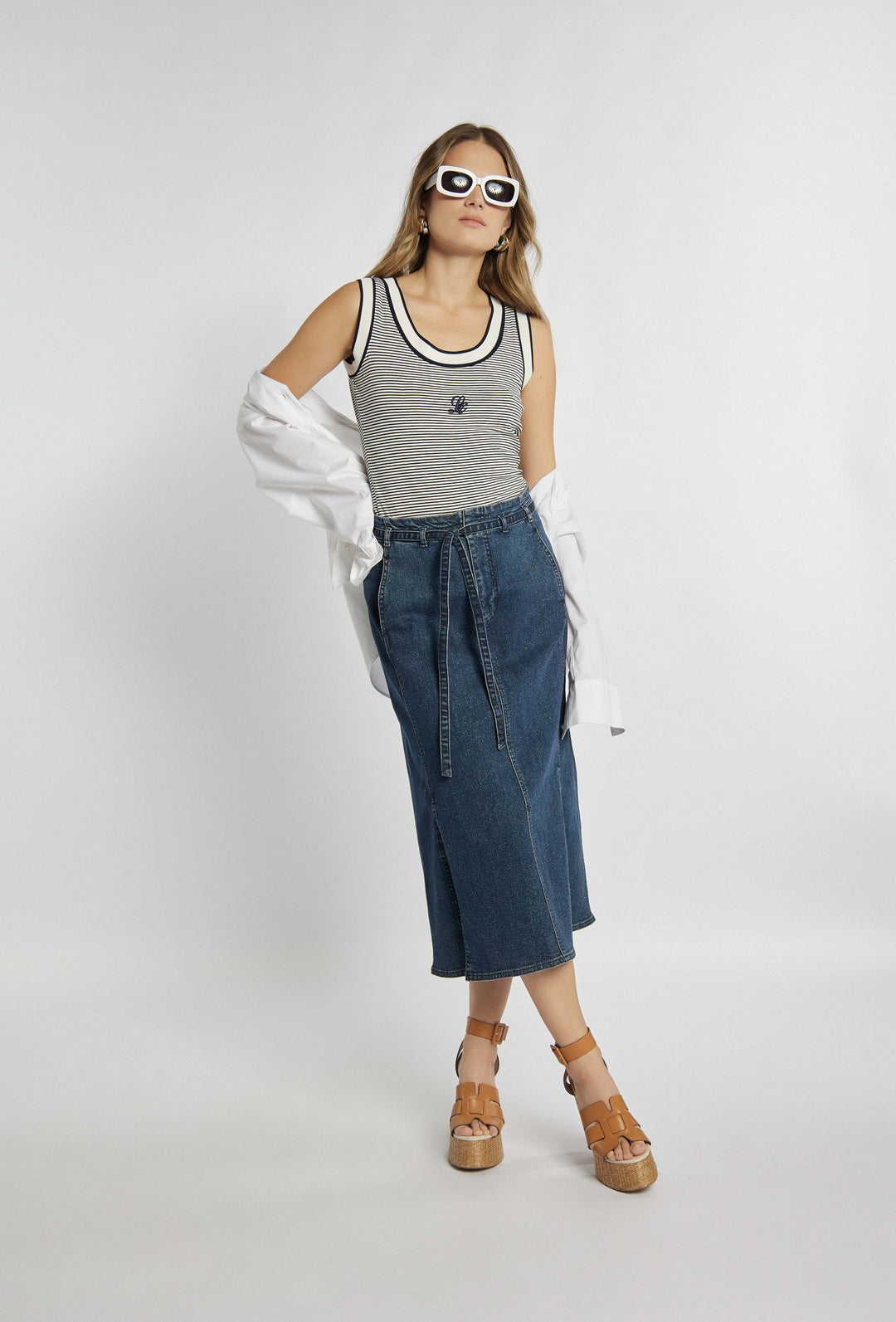 Denim midi-rok