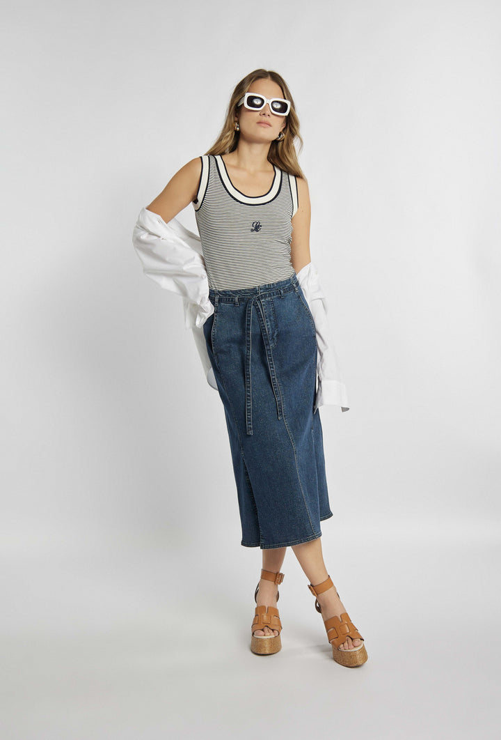 Denim midi-rok