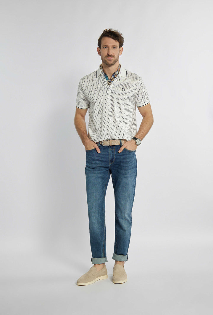 Klassieke herenjeans met zijnaden en taps toelopende pijpen