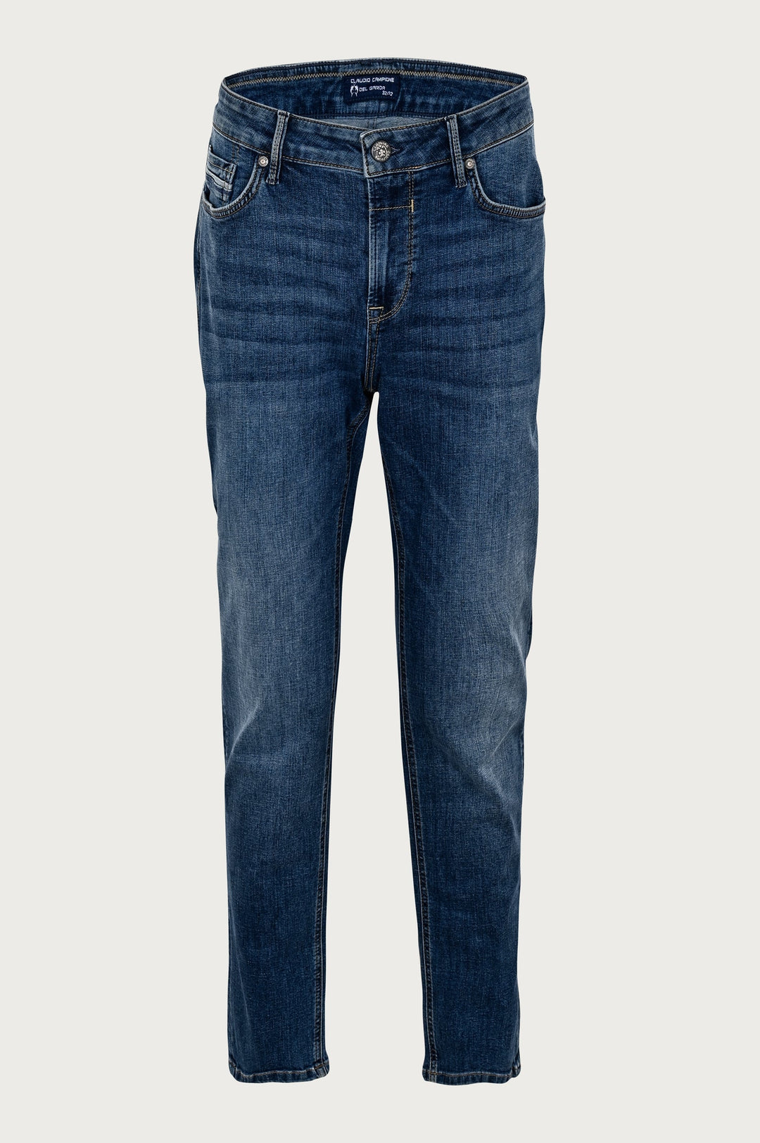 Klassieke herenjeans met zijnaden en taps toelopende pijpen