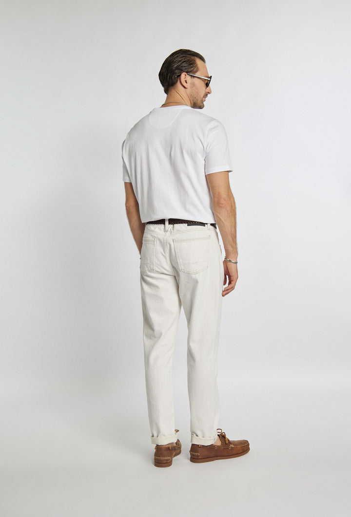 Long denim pants in white color