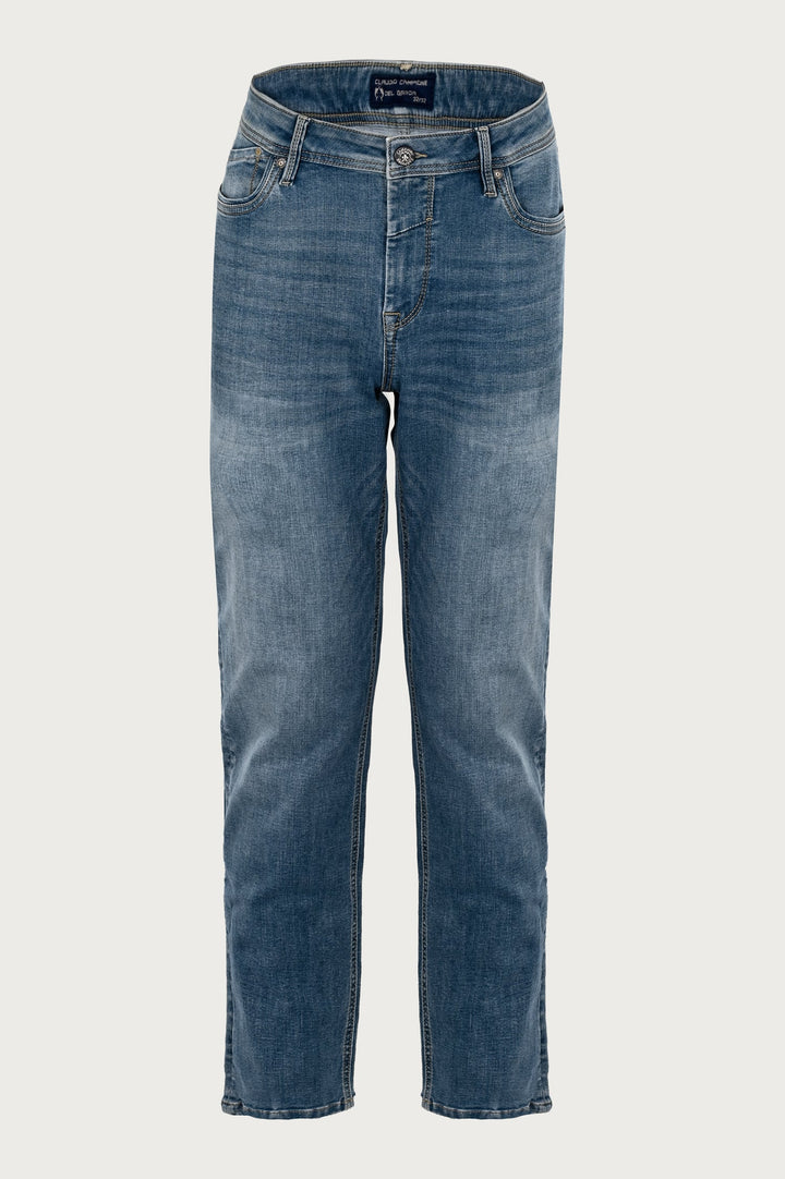 Lange denim broek met klassieke snit
