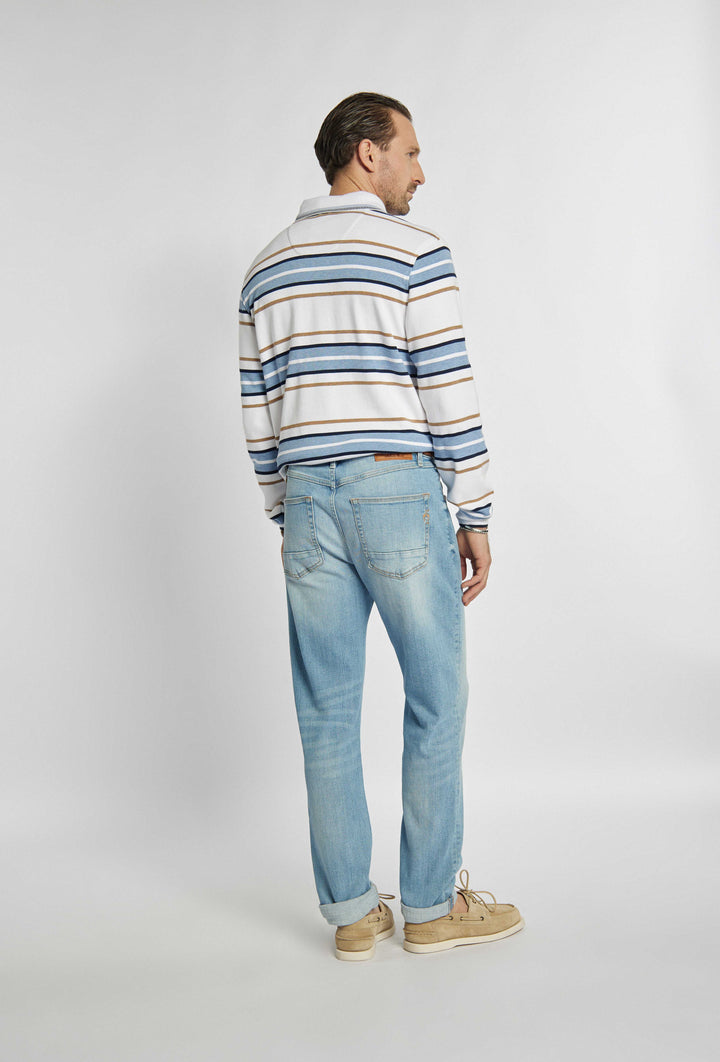 Lichte denim herenbroek met taps toelopende pijpen