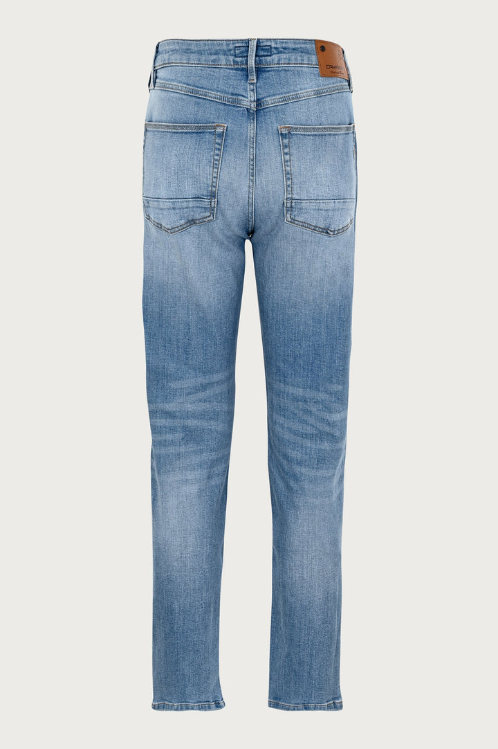 Men's light denim pants with tapered legs