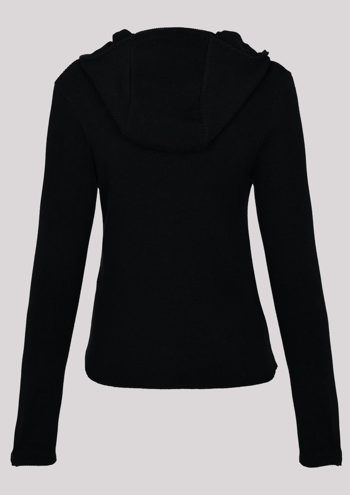 Thin button-down sweater in black color