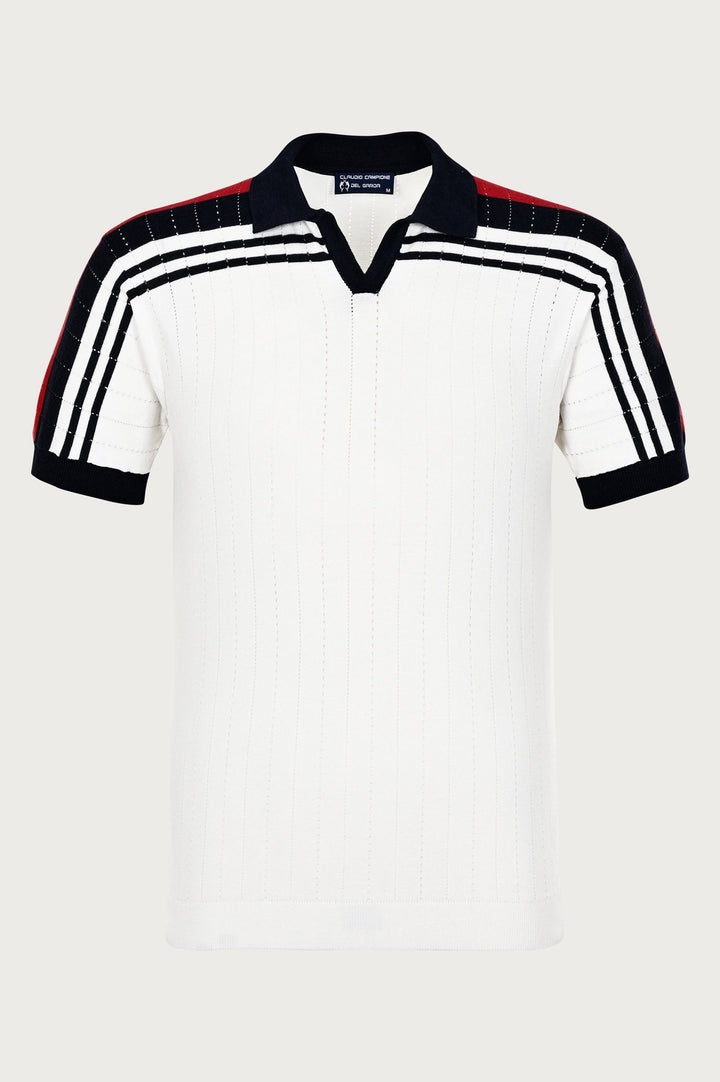 T-shirt Campione à manches courtes, patchs et motif rouge et noir sur les épaules