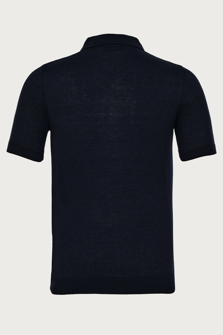 Polo shirt with stylish horizontal stripes in brown and blue