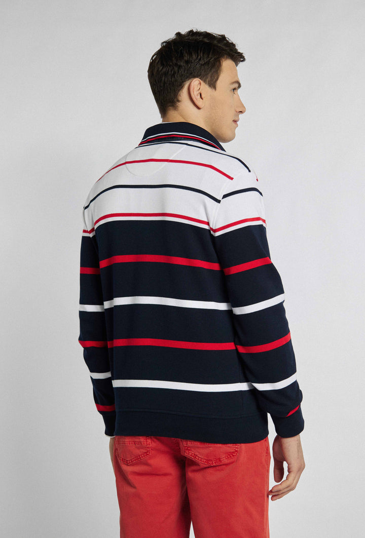 Sweatshirt met lange mouwen en veelkleurige strepen met minimalistische stiksels