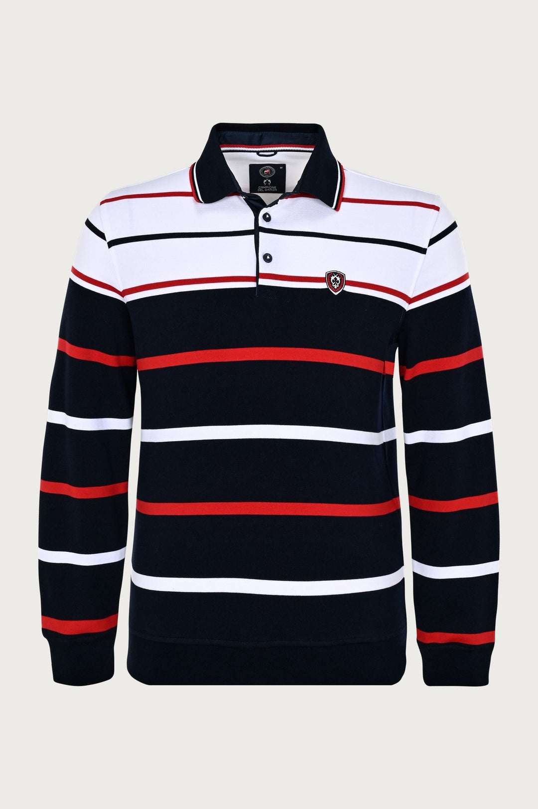 Sweatshirt met lange mouwen en veelkleurige strepen met minimalistische stiksels