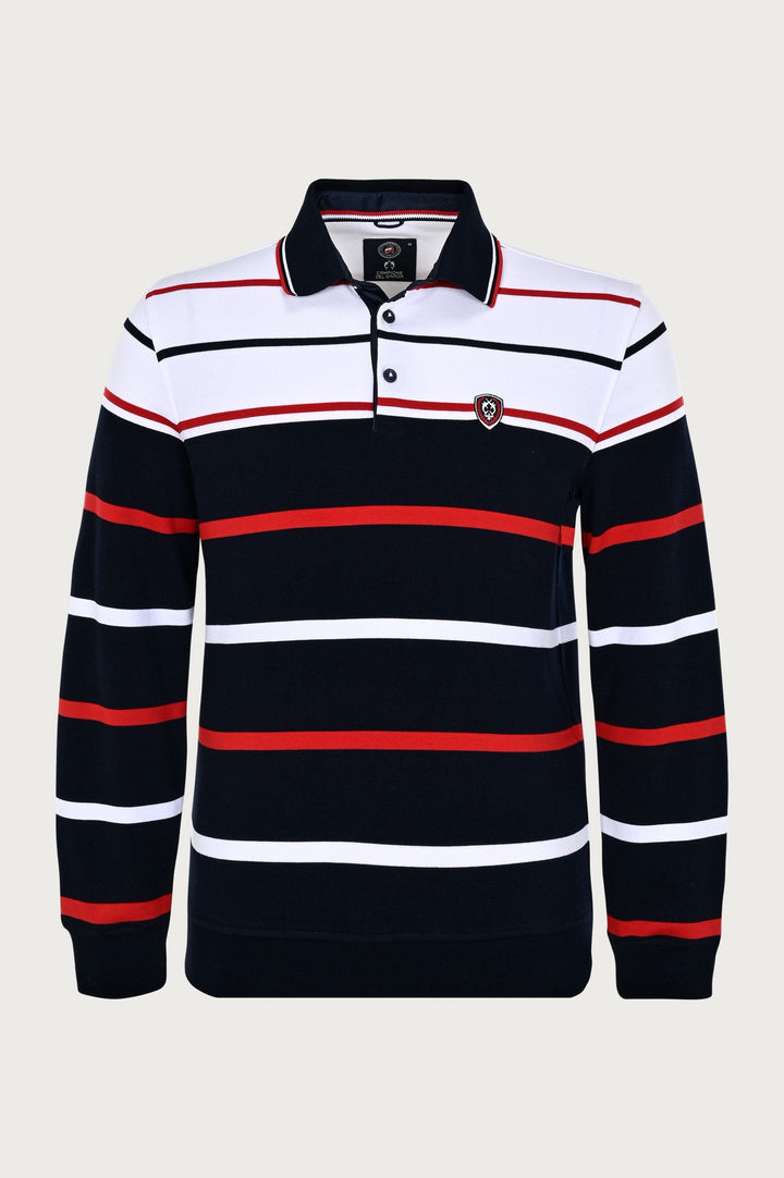 Sweatshirt met lange mouwen en veelkleurige strepen met minimalistische stiksels