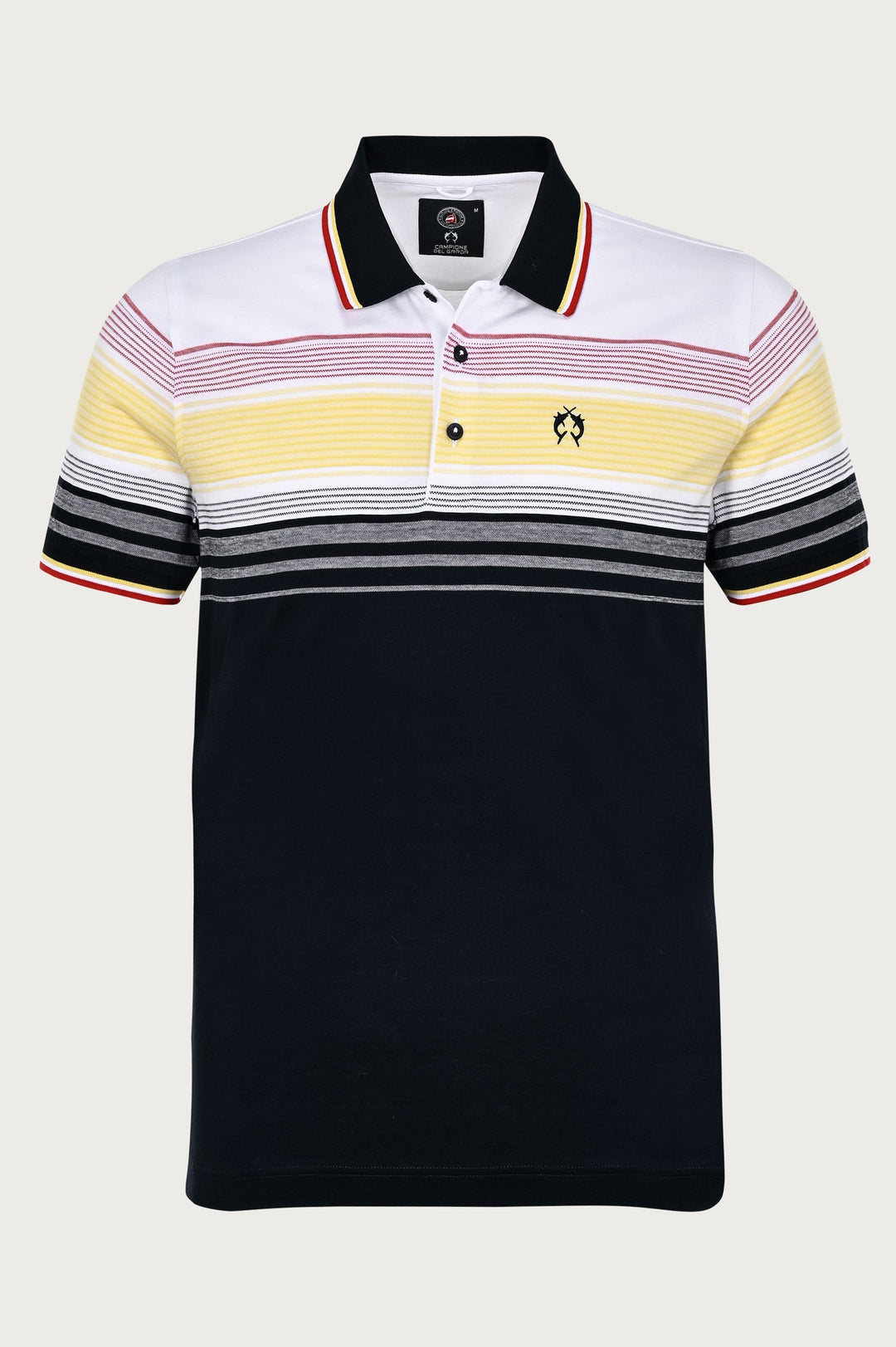 T-shirt polo met het logo van het merk, met verschillende gekleurde strepen aan de bovenkant