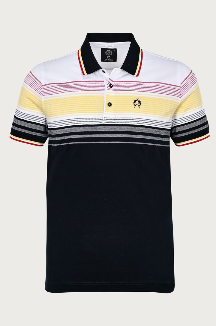 T-shirt polo met het logo van het merk, met verschillende gekleurde strepen aan de bovenkant