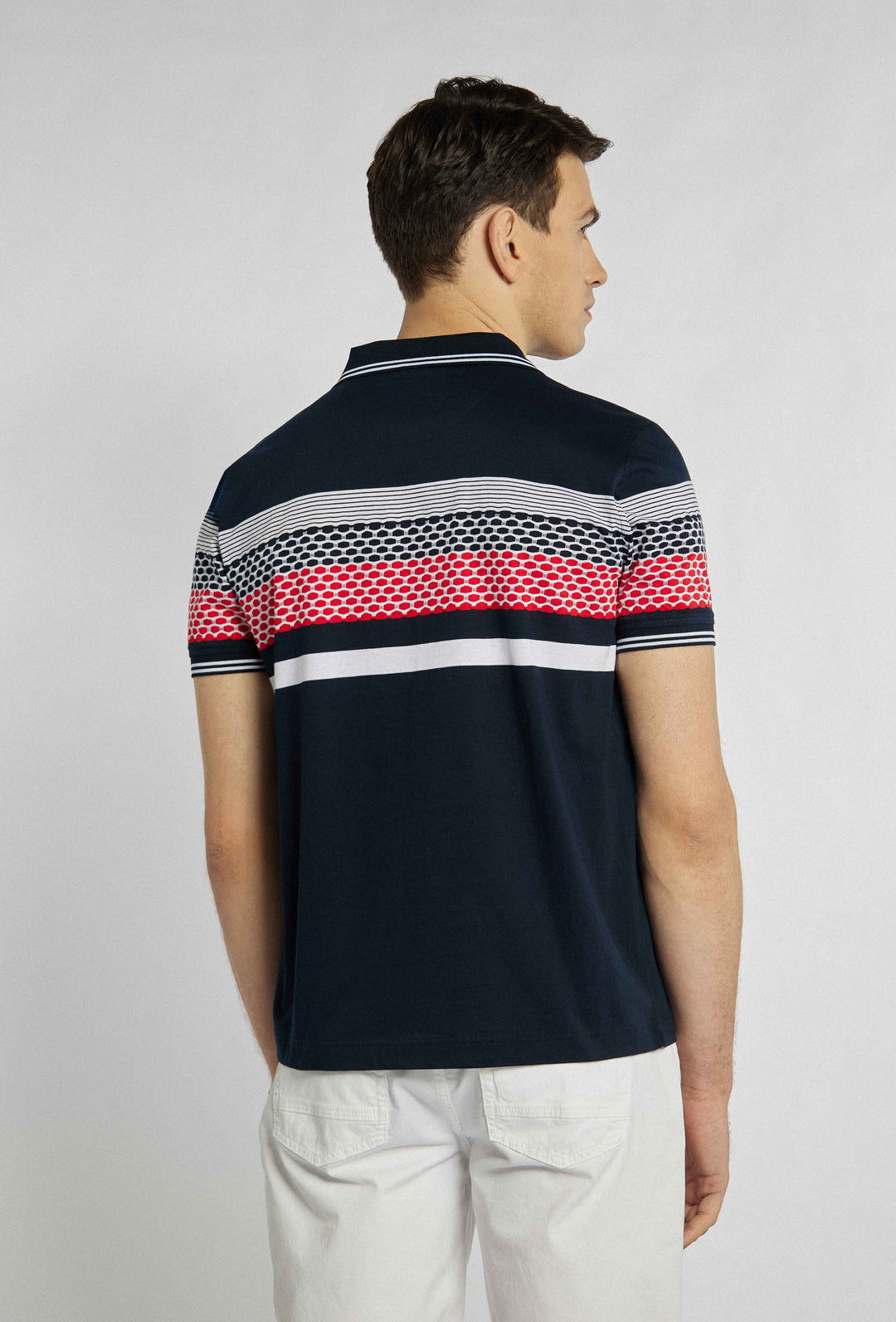Polo blouse with original print on chest and sleeves