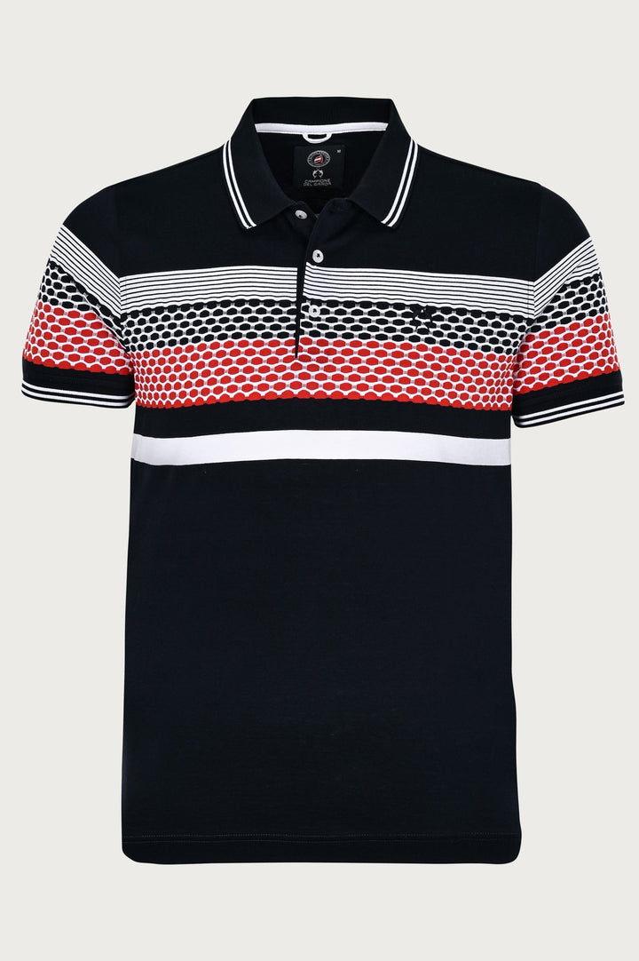 Polo blouse with original print on chest and sleeves