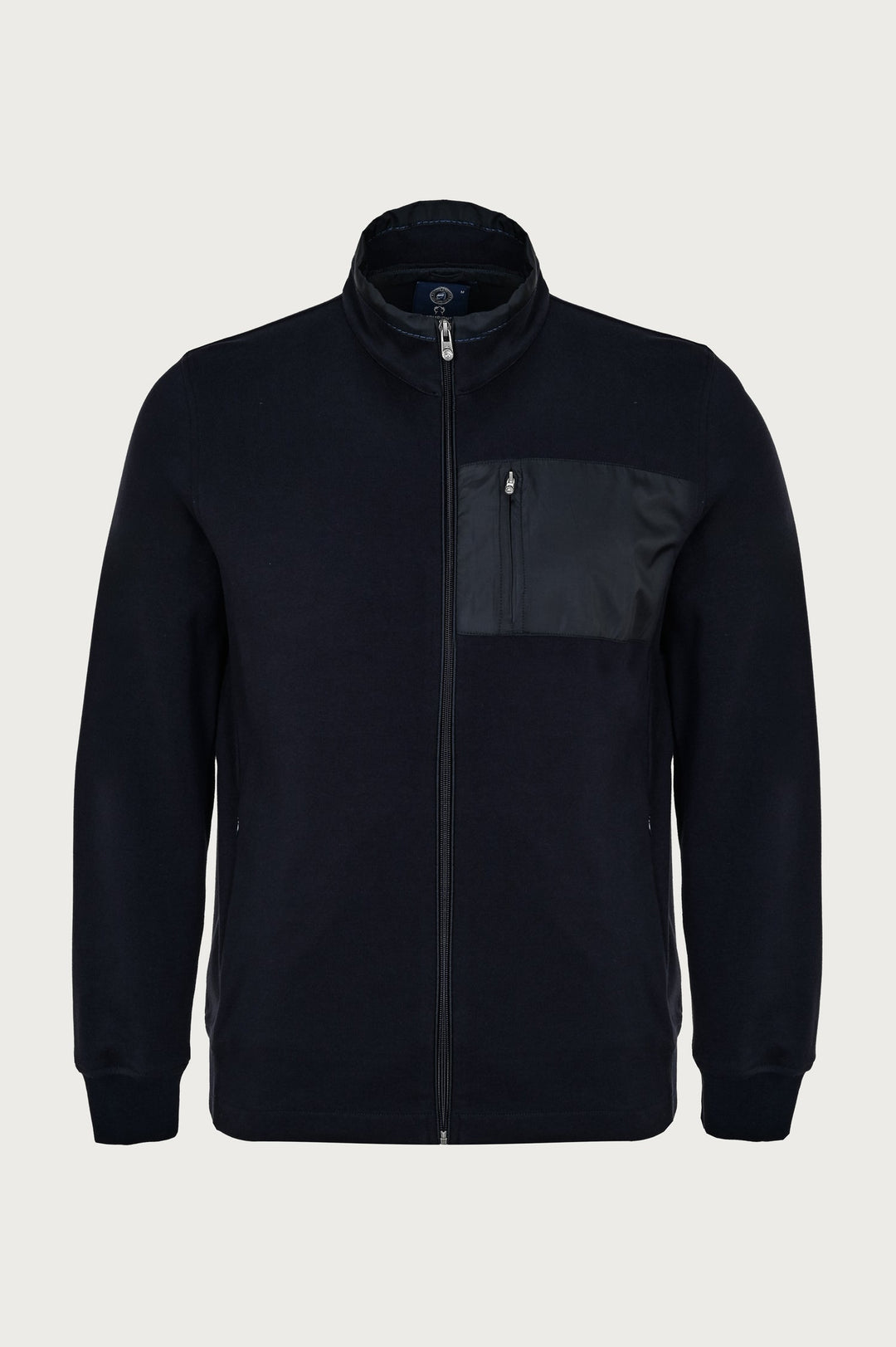 Heren katoenen sweatshirt met borstzakje, kleur marineblauw