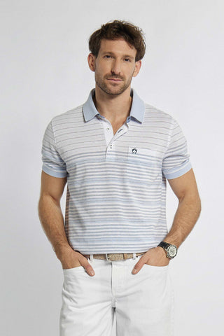 T-shirt polo van Campione met stijlvolle strepen, zak en logo