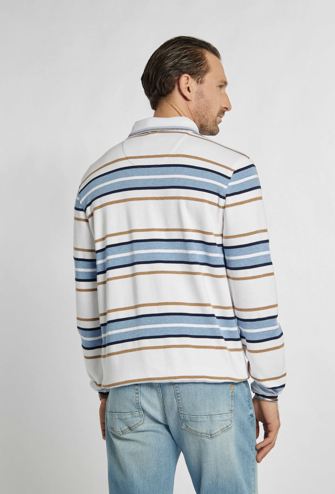 Poloshirt met lange mouwen en horizontale strepen