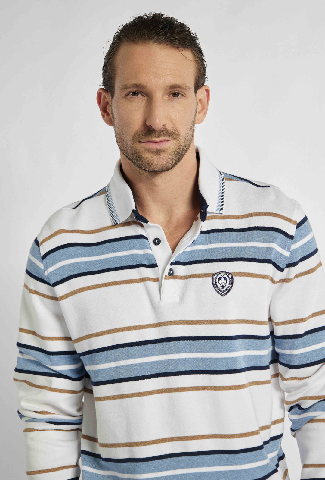 Poloshirt met lange mouwen en horizontale strepen