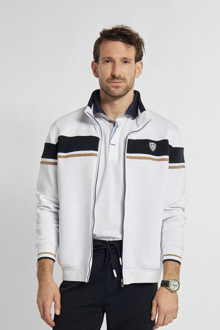 Witte Campione-sweater met dikke decoratieve strepen en merklogo op de borst