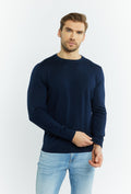 Merinopullover in Navy im schlichten Schnitt
