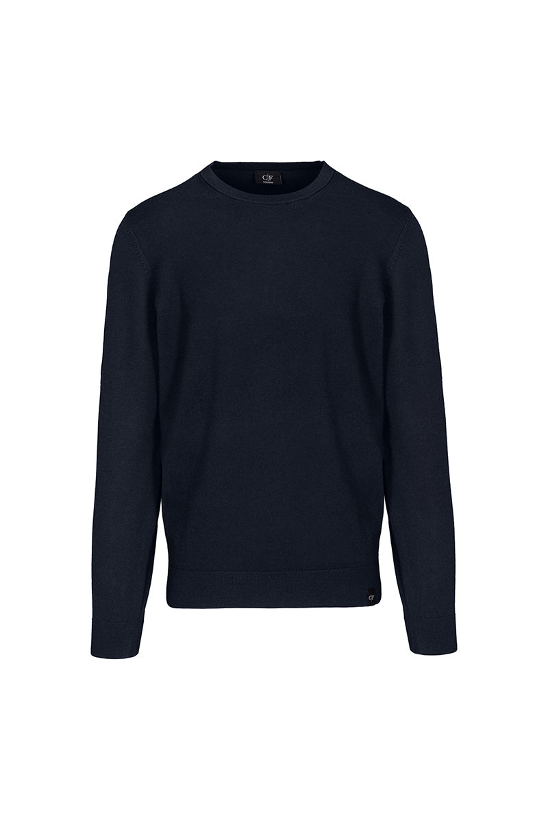 Merinopullover in Navy im schlichten Schnitt
