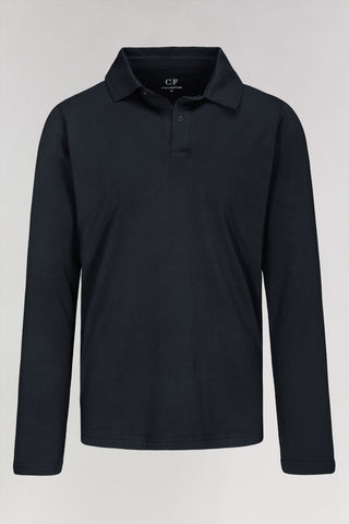 Long-Sleeve Polo Shirt in Navy