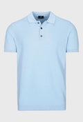 Blue Cotton and Linen Polo Shirt