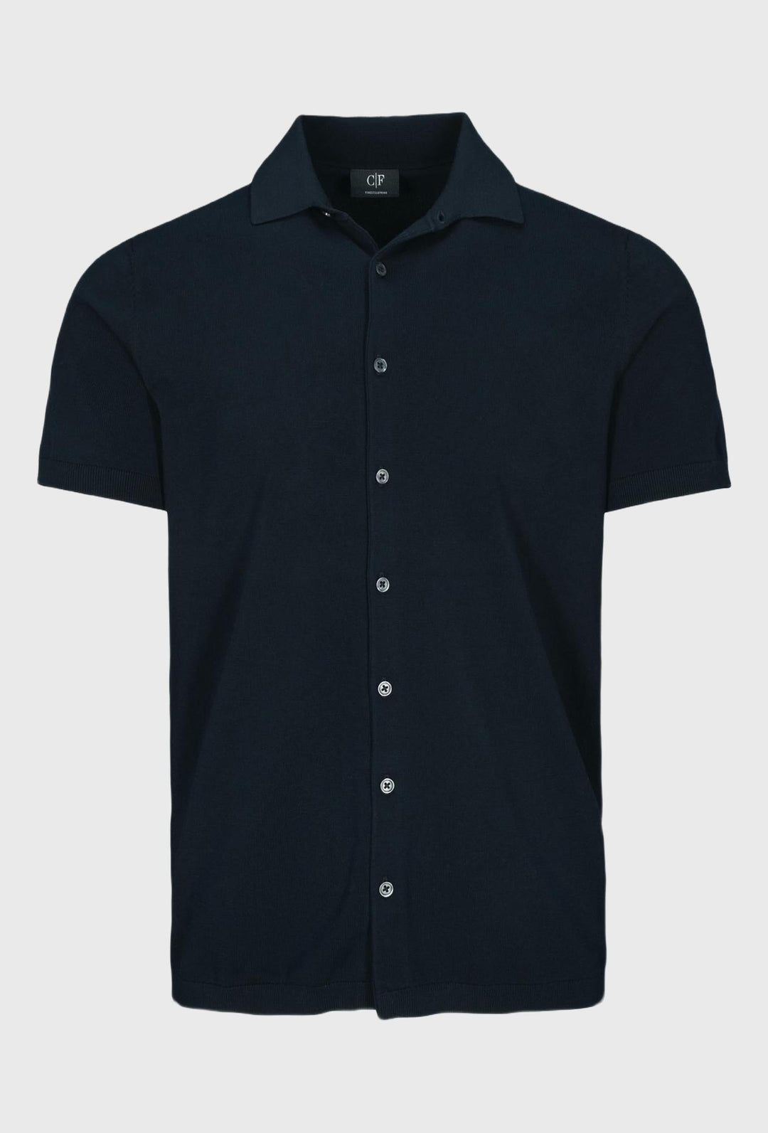 Polo blouse with buttons in navy blue color
