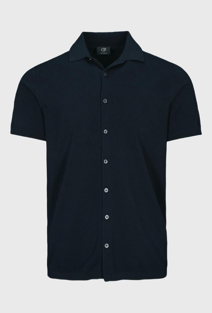 Polo blouse with buttons in navy blue color