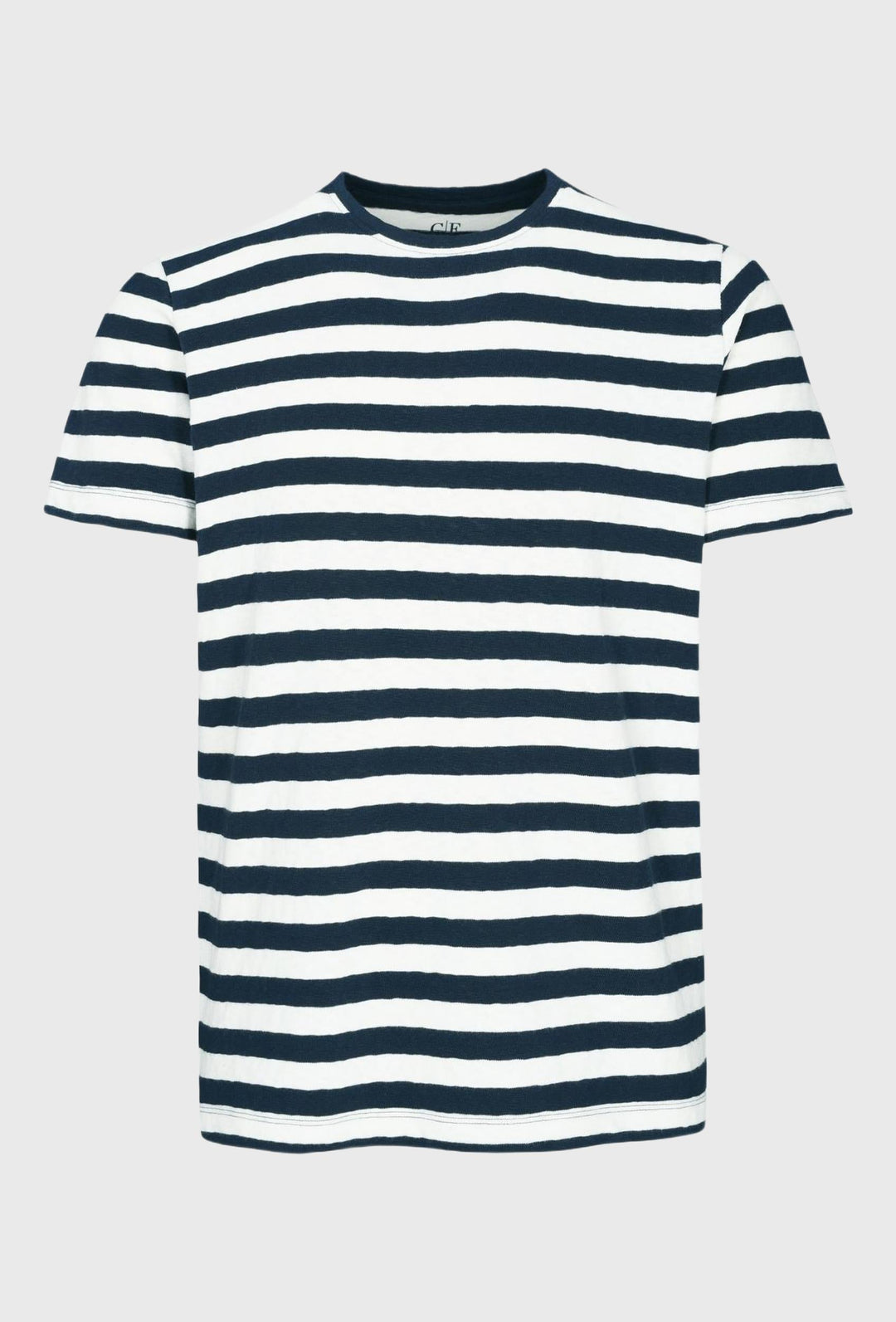 Classic men's striped t-shirt in navy blue color