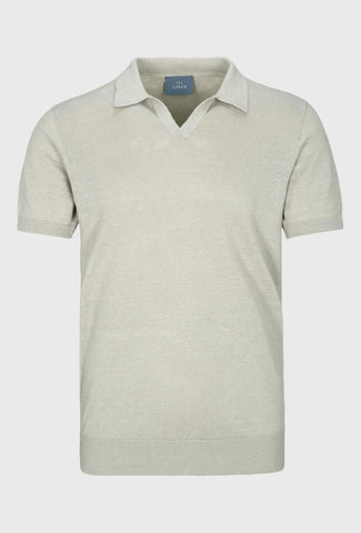 Linen polo blouse in beige color