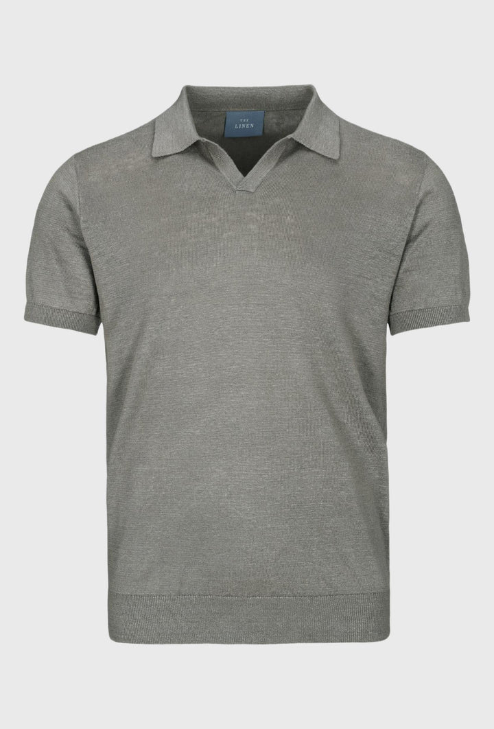 Brown linen polo blouse