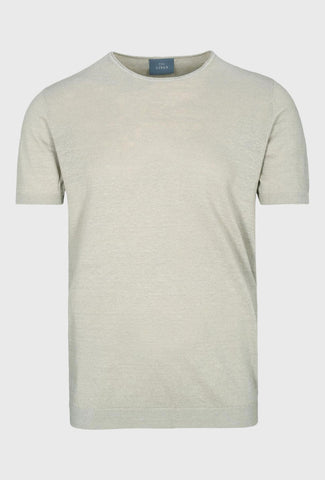 Short-sleeved linen shirt in beige color