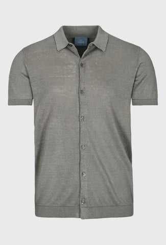 Button-Through Polo Shirt in Brown