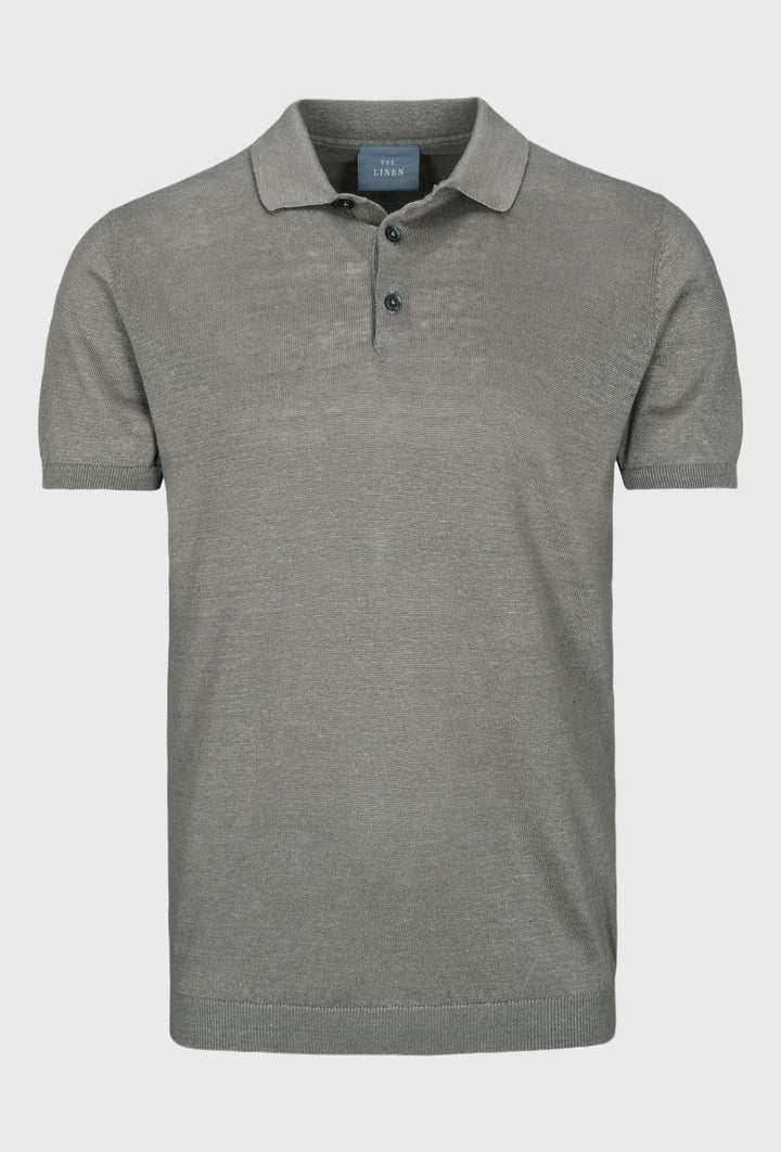 Brown linen polo blouse