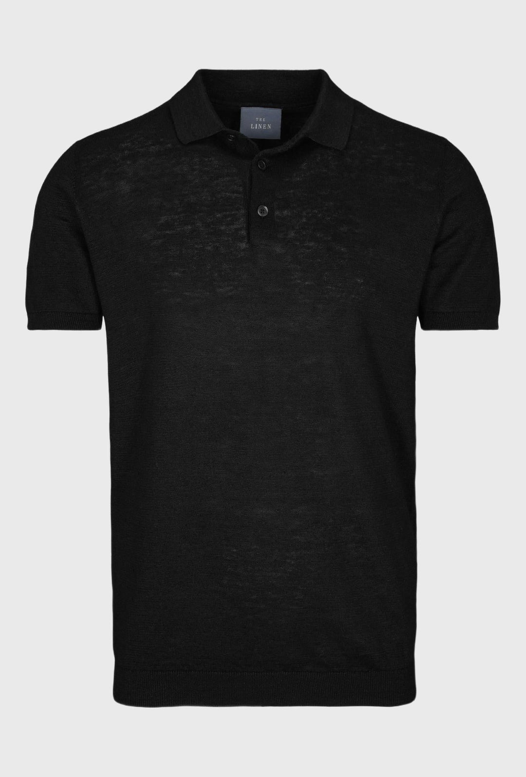 Linen polo blouse in black