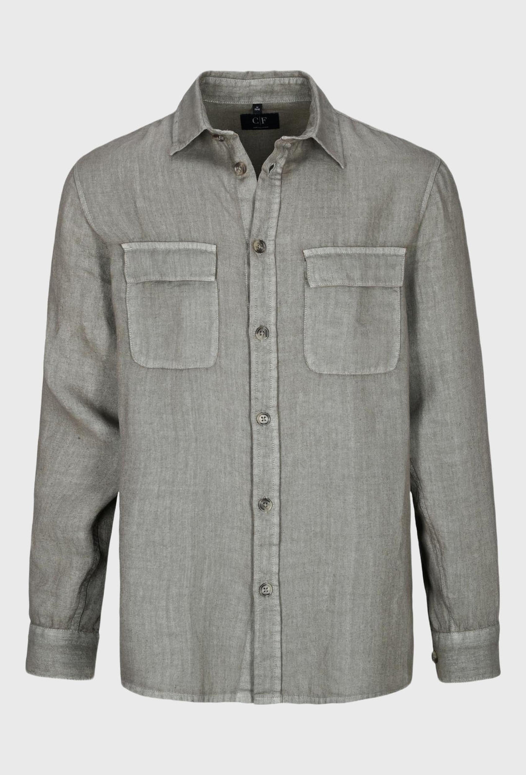 Classic linen shirt in solid brown color