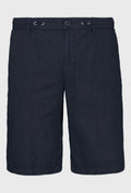 Navy Linen and Cotton Bermuda Shorts