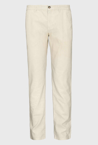 Chino pants in beige colored linen and cotton