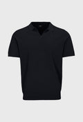 Klassisches Poloshirt in Schwarz mit V-Ausschnitt