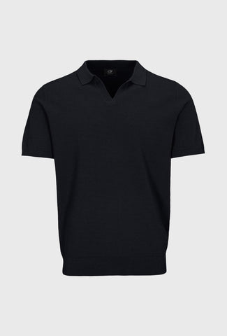 Classic Black Polo Shirt with V-neck