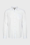 Classic White Linen Shirt with Open Pocket