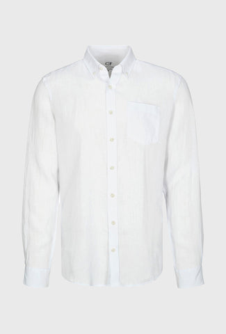 Classic White Linen Shirt with Open Pocket