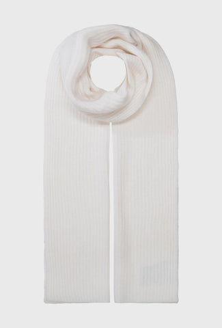 Cream Ribbed Cashmere Scarf