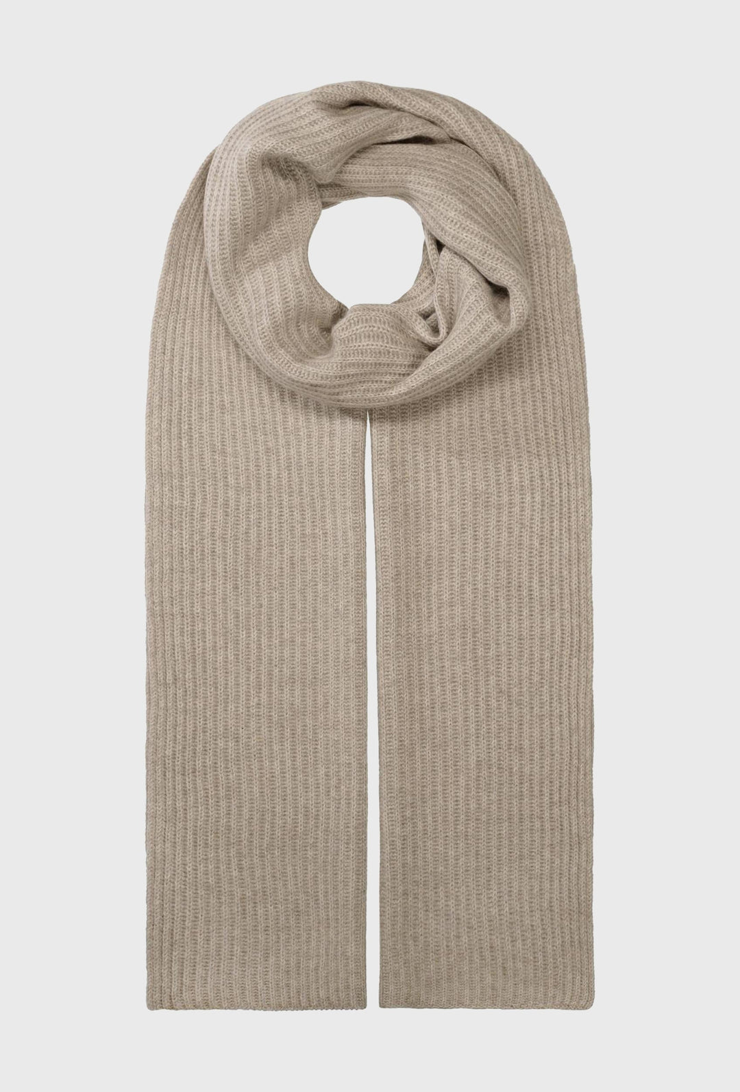 Beige Ribbed Cashmere Scarf